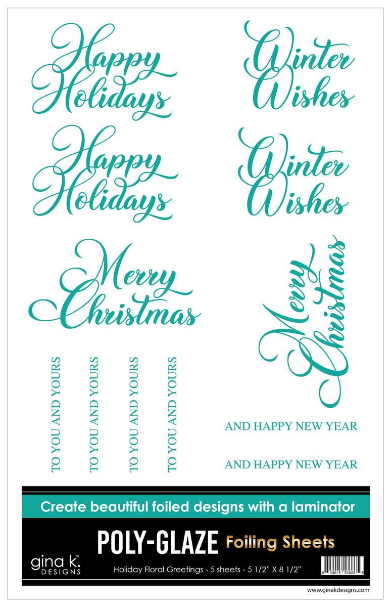 値下げ！！八海山　ラベル　フレーム付き POLY-GLAZE Foiling Sheets- Holiday Floral Greetings – Gina K