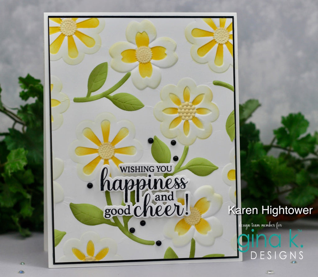 BUNDLE- Cheerful Flowers 3D Embossing Folder, Die and Stencil – Gina K ...