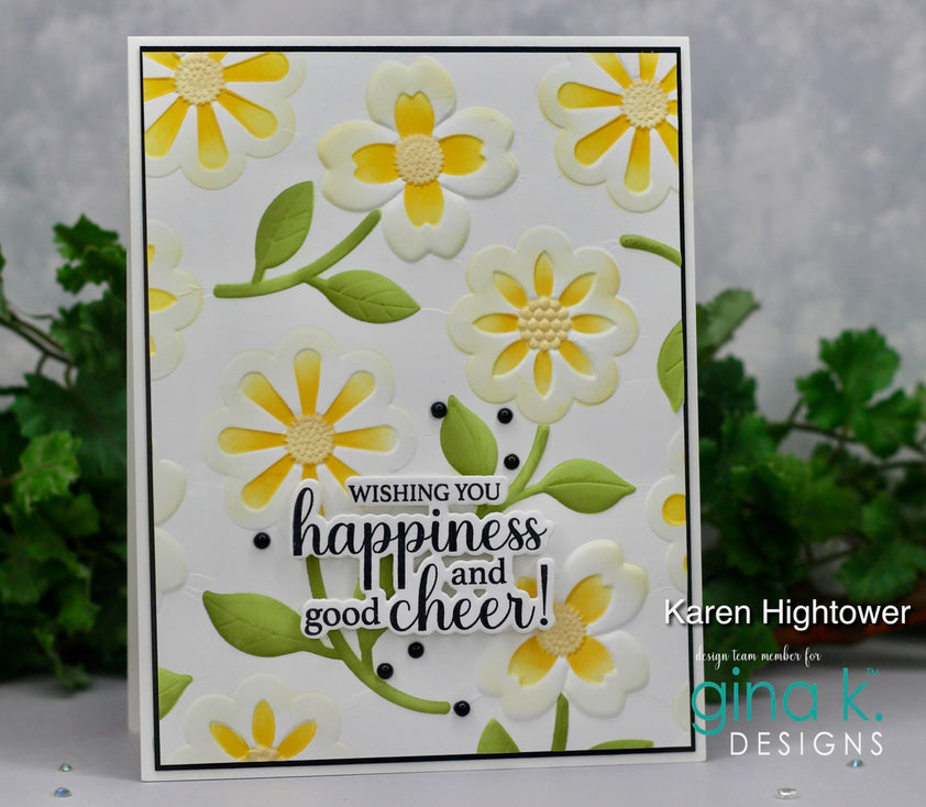 BUNDLE- Cheerful Flowers 3D Embossing Folder, Die and Stencil – Gina K ...
