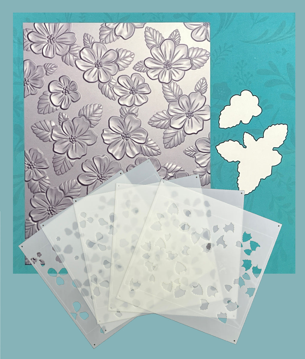 BUNDLE- Dainty Flower Field 3D Embossing Folder, Die and Stencil – Gina ...
