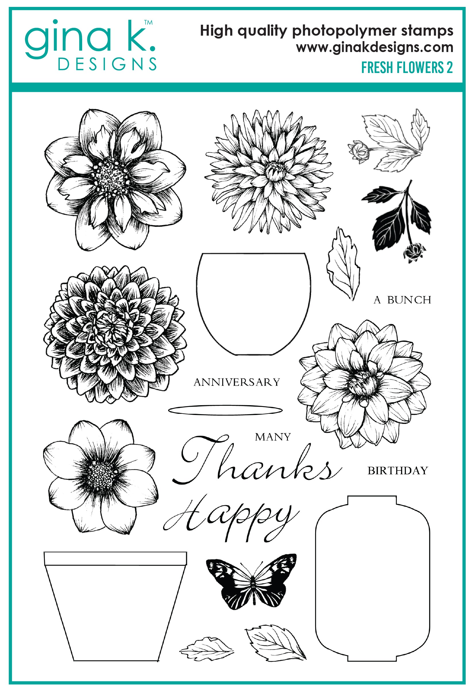 STAMP AND DIE BUNDLE- STAMPS- Star Flower - CLEARANCE - No Returns – Gina K  Designs, LLC