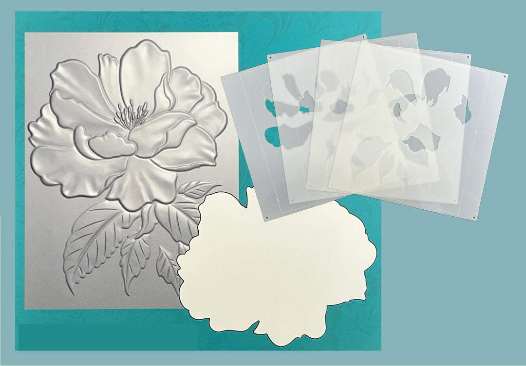 BUNDLE- Gorgeous Bloom 3D Embossing Folder, Die and Stencil – Gina K ...
