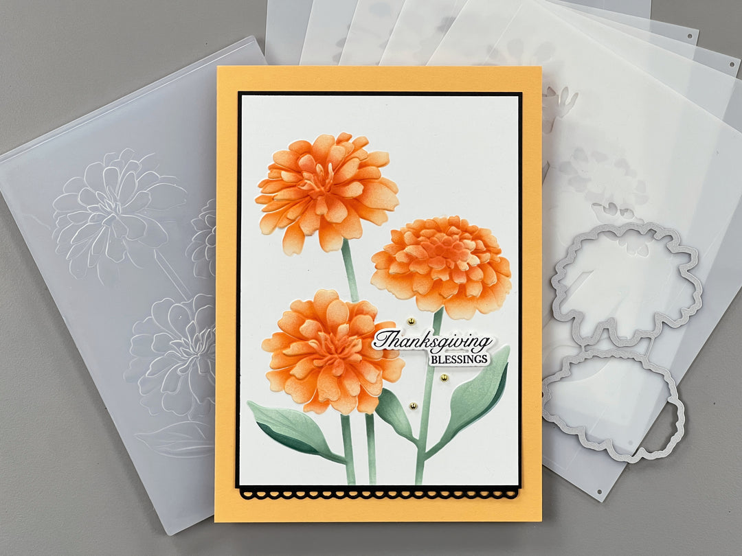 BUNDLE- Sensational Zinnias 3D Embossing Folder, Die and Stencil – Gina ...