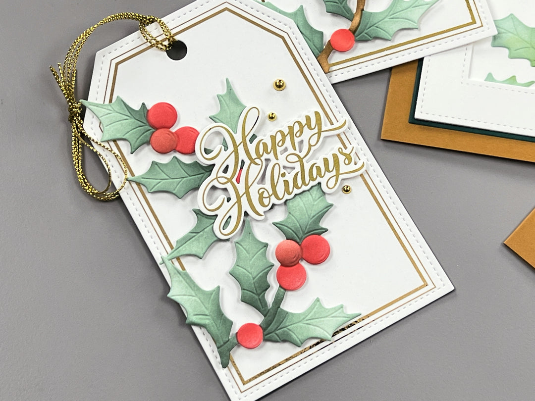 BUNDLE- Jolly Holly 3D Embossing Folder, Die and Stencil – Gina K ...
