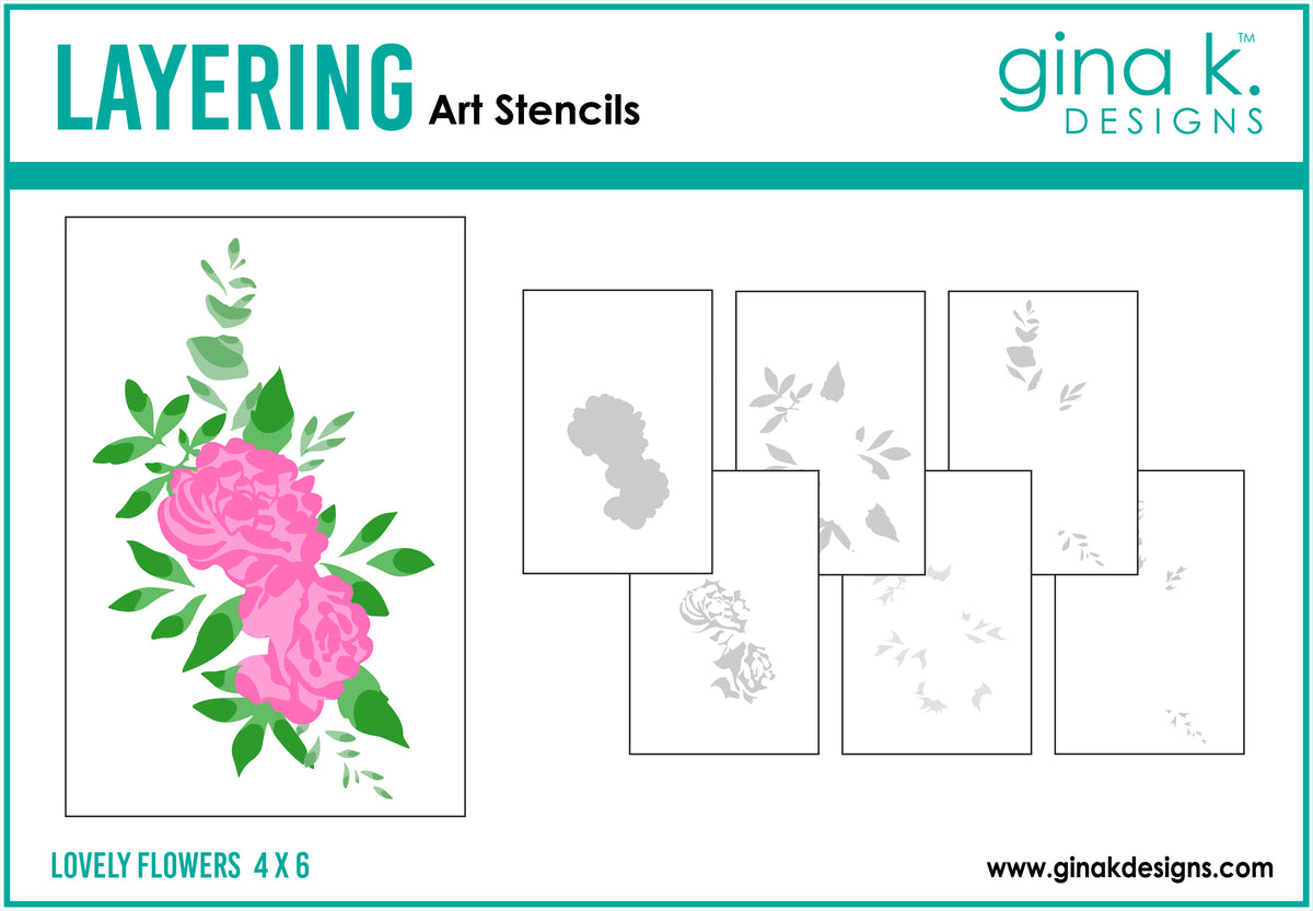 STENCIL- Lovely Flowers – Gina K Designs, LLC