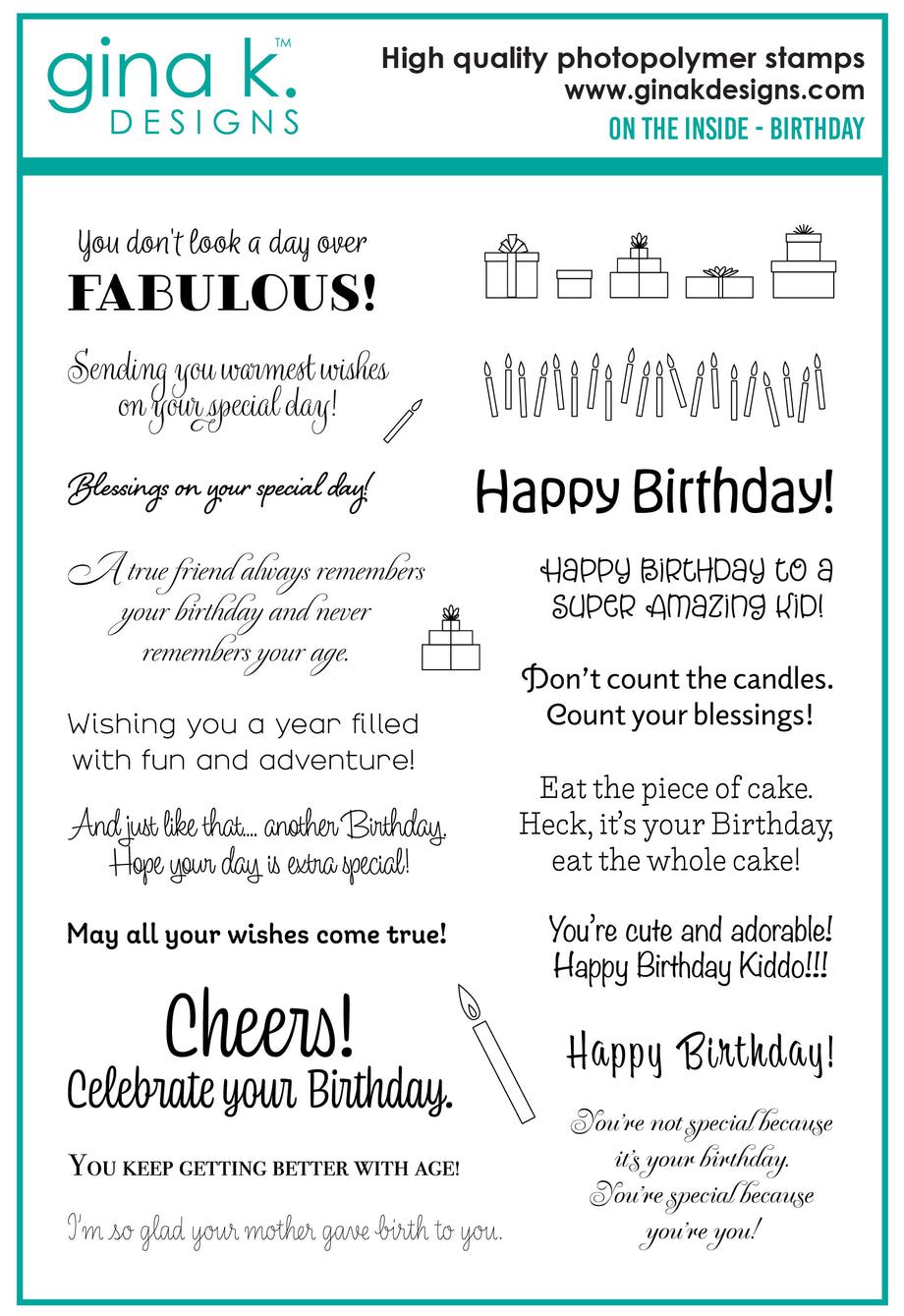 STAMPS- On the Inside - Birthday – Gina K Designs, LLC