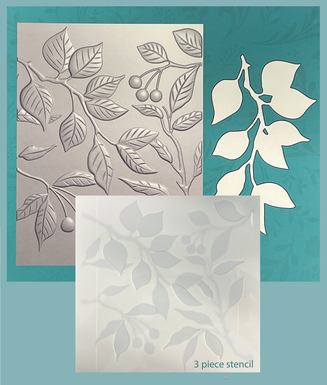 BUNDLE- Serene Branches 3D Embossing Folder, Die and Stencil – Gina K ...