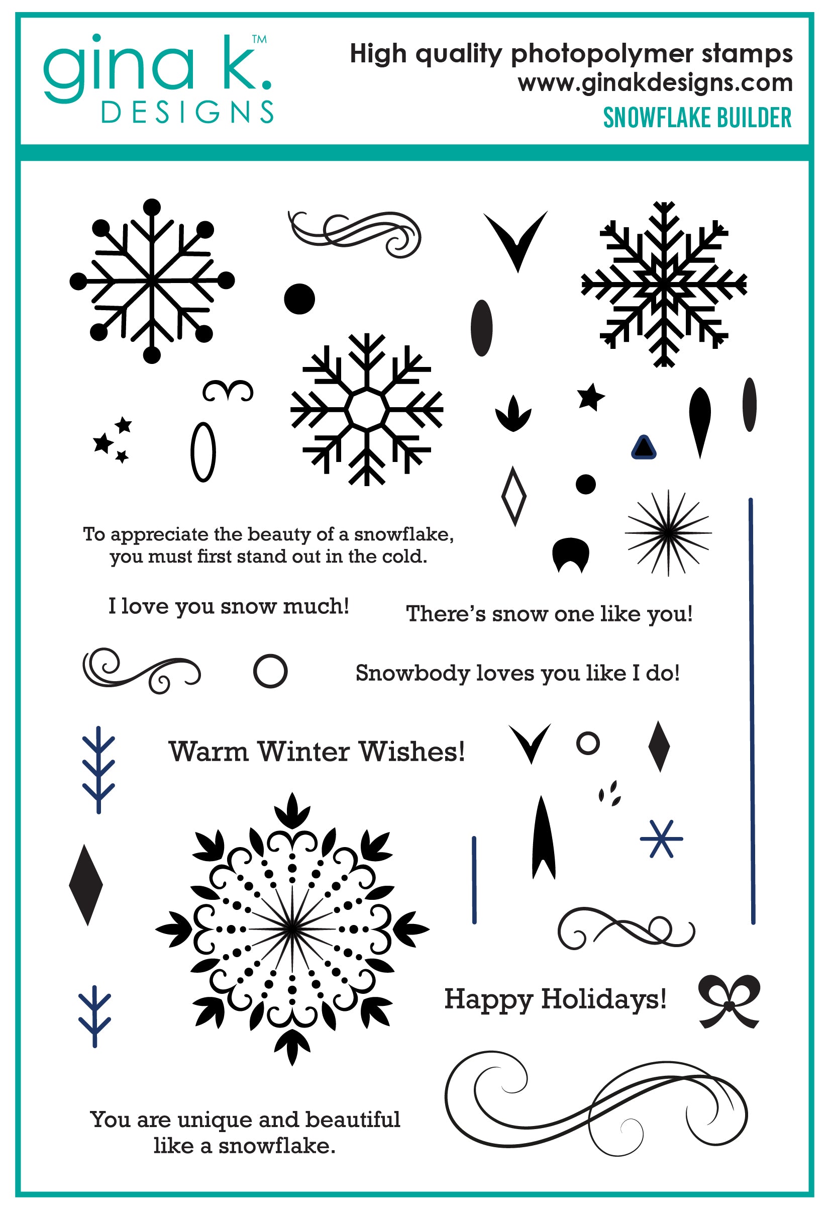 Snowflake Sketch Winter Self-Inking Rubber Stamp for Stamping Crafting  Planners