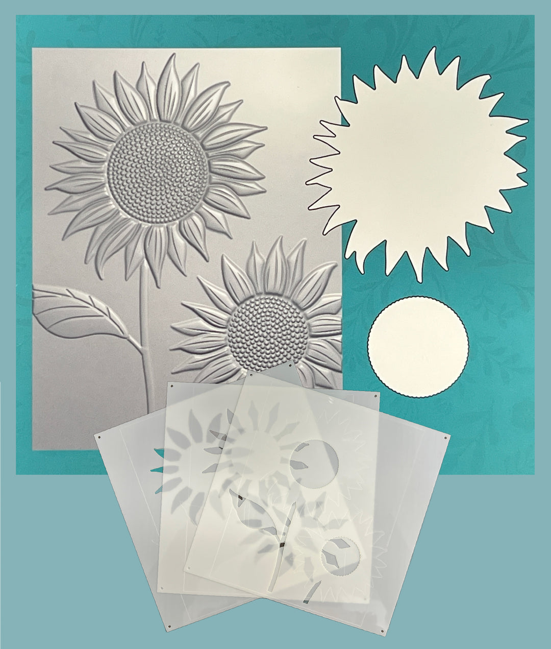 BUNDLE- Dazzling Sunflower 3D Embossing Folder, Die and Stencil – Gina ...